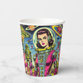 Astronaut vrouw Sci-Fi Comics Papieren Bekers (Achterkant)