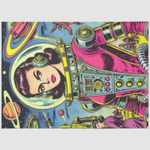 Astronaut vrouw Sci-Fi Comics Tissuepapier