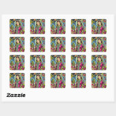 Astronaut vrouw  Sci-Fi Comics Vierkante Sticker (Vel)