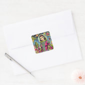 Astronaut vrouw  Sci-Fi Comics Vierkante Sticker (Envelop)