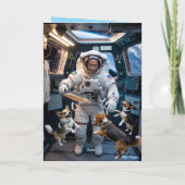 Astronaut Walkin' the Dog Card Feestdagen Kaart (Achterkant)