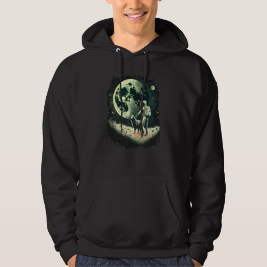 Astronaut walking his Dog in Space Fantasy Fun Hoodie (Voorkant)