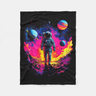 Astronaut Walking In Galaxy Outer Space Explorer S Fleece Deken