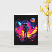 Astronaut Walking In Galaxy Outer Space Explorer S Kaart (Gele Bloem)