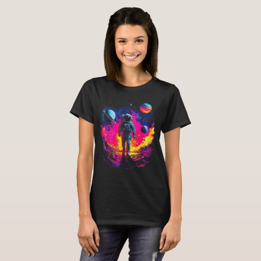 Astronaut Walking In Galaxy Outer Space Explorer S T-shirt (Voorkant volledig)