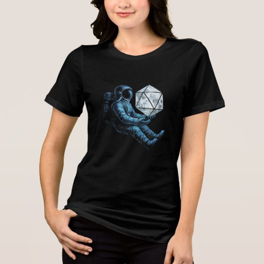Astronaut with Moon Dice Tri-Blend Shirt (Voorkant)