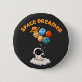 Astronaut With Planet Balloons Ronde Button 5,7 Cm (Voorkant)