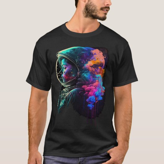 Astronaut Woman Outer Space Colorful Girls Astrona T-shirt (Voorkant)