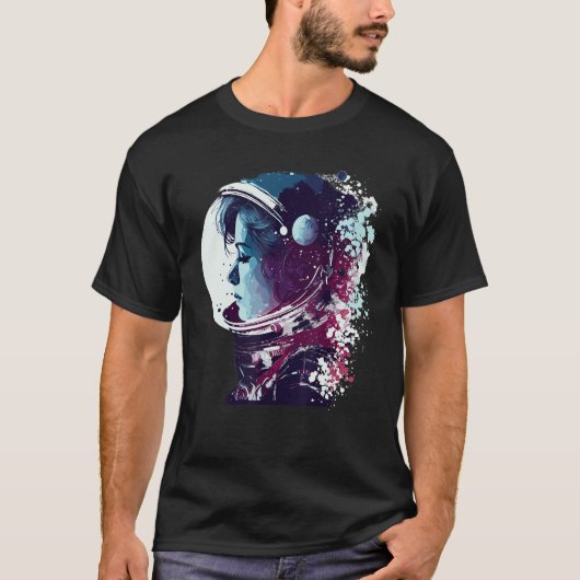 Astronaut Woman Space Astronomy Aerospace Lover T-shirt (Voorkant)