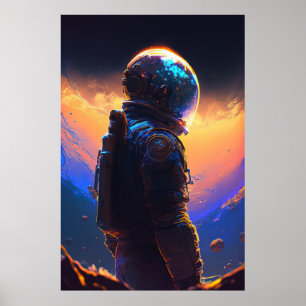 Astronaut World Discovery Schilderij Menselijk Uni Poster