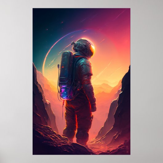Astronaut World Discovery Schilderij Menselijk Uni Poster (Voorkant)