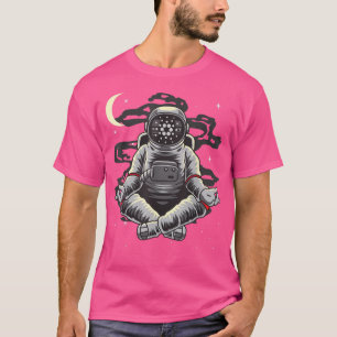 Astronaut Yoga Cardano ADA-munt in de motorcrypto T-shirt