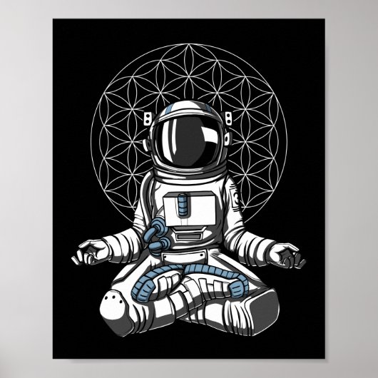 Astronaut Yoga Space Meditation Poster (Voorkant)