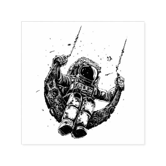 Astronaut Zelfinktende Stempel (Design)