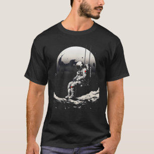 astronaut zittend op schommel in ruimte sterren en t-shirt