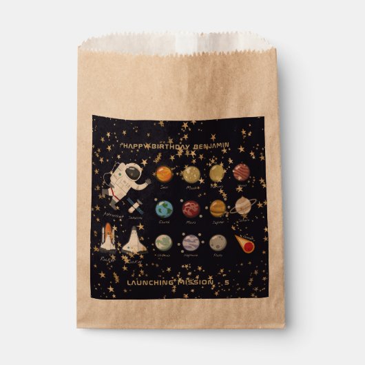 Astronaut Zonnestelsel Monogram Tekst Glitter Cool Bedankzakje (Voorkant)