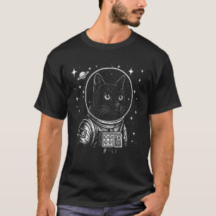 Astronaut Zwart Kat Ruimte Sterrenstelsel Kat Lief T-shirt
