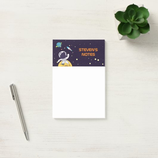 Astronaut zweeft in de ruimte post-it® notes (Kantoor)