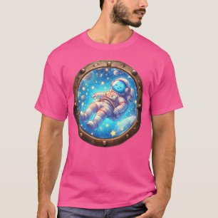 Astronaut zweeft zoet in ruimtepatrijspoort Astro T-shirt