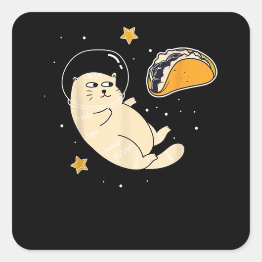 Astronautat in de buitenruimte van de Taco-maan Vierkante Sticker (Voorkant)