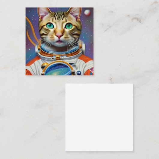 Astronautat in de ruimte vierkante visitekaartje (Voorkant / Achterkant)