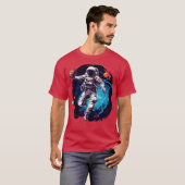 Astronauten die basketbal spelen in de ruimte t-shirt (Voorkant volledig)