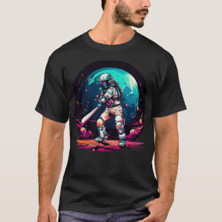 Astronauten die honkbal spelen in de ruimte t-shirt