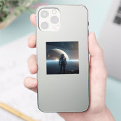 Astronauten die in het heelal zweven sticker (Telefoon)