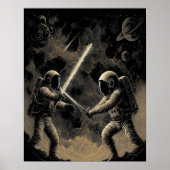 Astronauten Dueling Poster - Space Battle Wall Art (Voorkant)