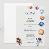 ASTRONAUTEN EN PLANETEN BABYSHOWER UITNODIGING (Voorkant / Achterkant)