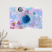 Astronauten en planeten Buiten het universum Poster (Keuken)