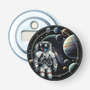 astronauten en planeten button flesopener
