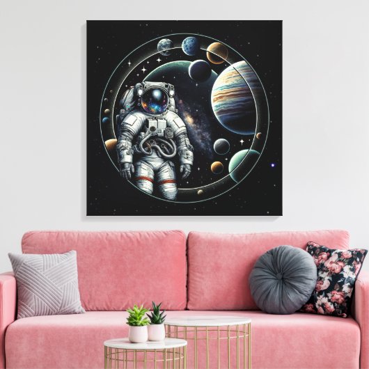 astronauten en planeten canvas afdruk (Insitu (Woonkamer))