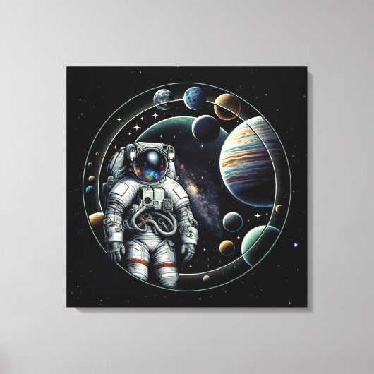  astronauten en planeten canvas afdruk (Voorkant)