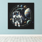 astronauten en planeten canvas afdruk (Insitu (Houten vloer))