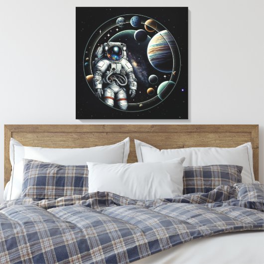  astronauten en planeten canvas afdruk (Insitu (Slaapkamer))