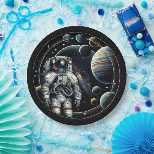  astronauten en planeten papieren bordje (Feest)