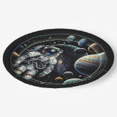 astronauten en planeten papieren bordje (Gekanteld)