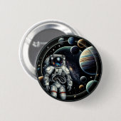 astronauten en planeten ronde button 5,7 cm (Voorkant /achterkant)