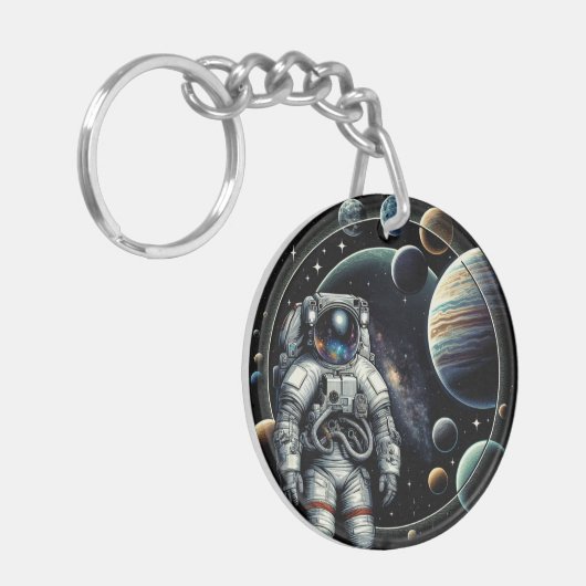 astronauten en planeten sleutelhanger (Voorkant Links)