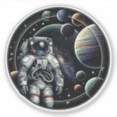  astronauten en planeten sticker (Voorkant)