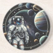 astronauten en planeten zandsteen onderzetter (Voorkant)