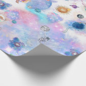 Astronauten en planetenpakpapier cadeaupapier (Hoek)