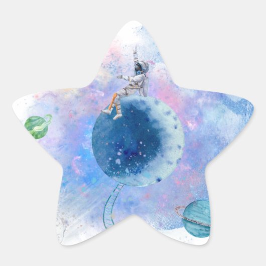 Astronauten en planten ster sticker (Voorkant)