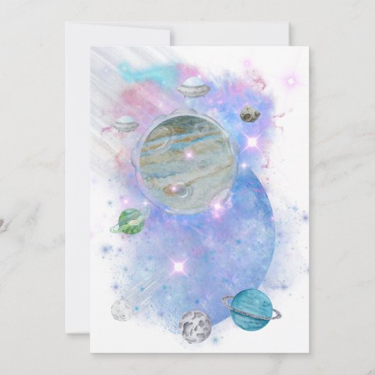 Astronauten en ruimtevaart in de waterverf kaart (Achterkant)