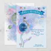 Astronauten en ruimtevaart in de waterverf kaart (Voorkant / Achterkant)