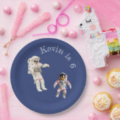 Astronauten in de ruimte Monogram Naam Papieren Bordje (Feest)