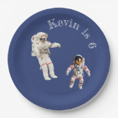 Astronauten in de ruimte Monogram Naam Papieren Bordje (Voorkant)