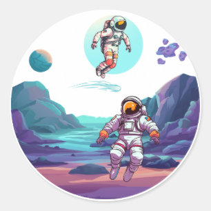 Astronauten in de ruimte ronde sticker