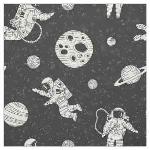 Astronauten in de ruimte zwart-wit stof
